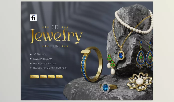 Flat Icons – 3D Jewelry Icon Set Download