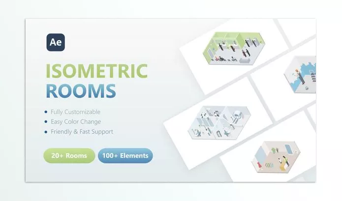 Videohive – 3D Isometric Rooms Download 52954625