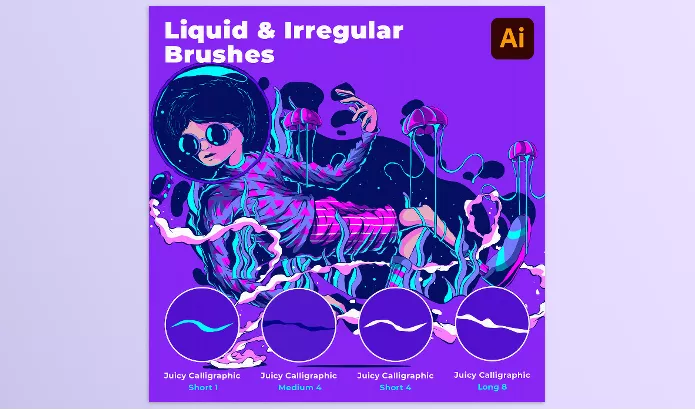 Gumroad – The Intergalactic Liquid and Irregular Illustrator Brushes Download