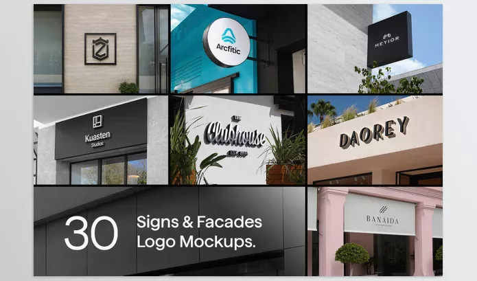 Asylab – 30 Signs and Facade Logo Mockups V4 Download