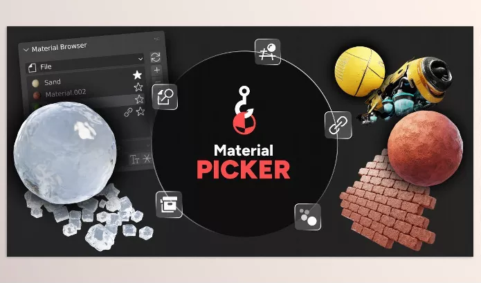 Blender – Material Picker Select And Browse Materials Download v1.3.2