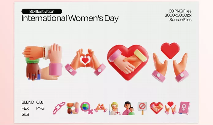 Gumroad – International Womens Day 3D Icon Set Download