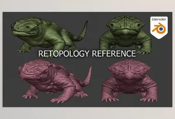 Gumroad – Retopology Reference Download (Lizard creature)