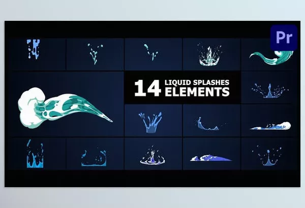 Videohive – Liquid Splashes Elements Premiere Pro MOGRT Download 53362953
