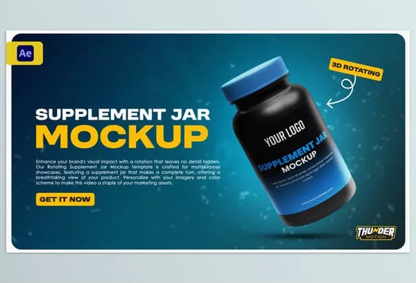 Videohive – Supplement Jar Video Mockup Download 54401432