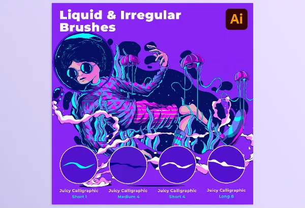 Gumroad – The Intergalactic Liquid and Irregular Illustrator Brushes Download
